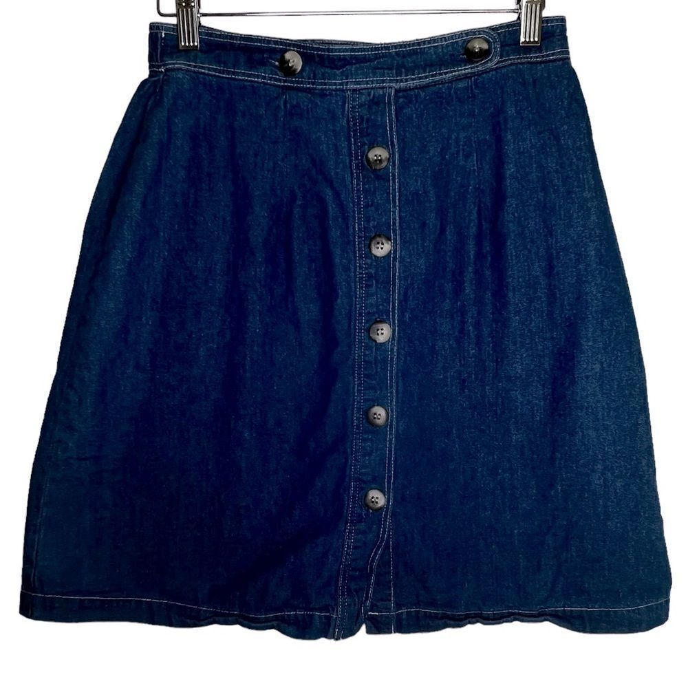 VINTAGE Orvis Denim Skirt size 10 made in USA 100% cotton